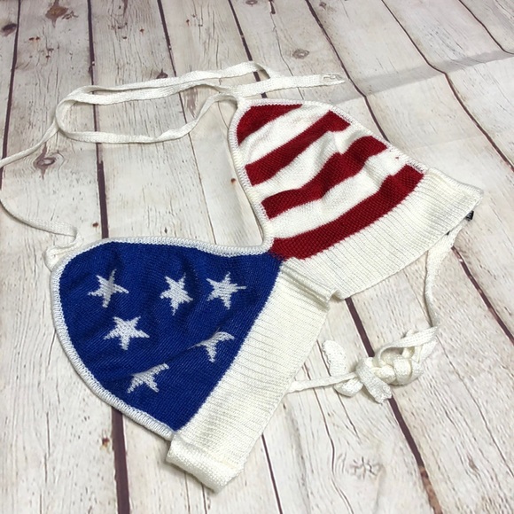 COPY - Cute American flag crochet bikini crop top....M/L - Picture 2 of 4